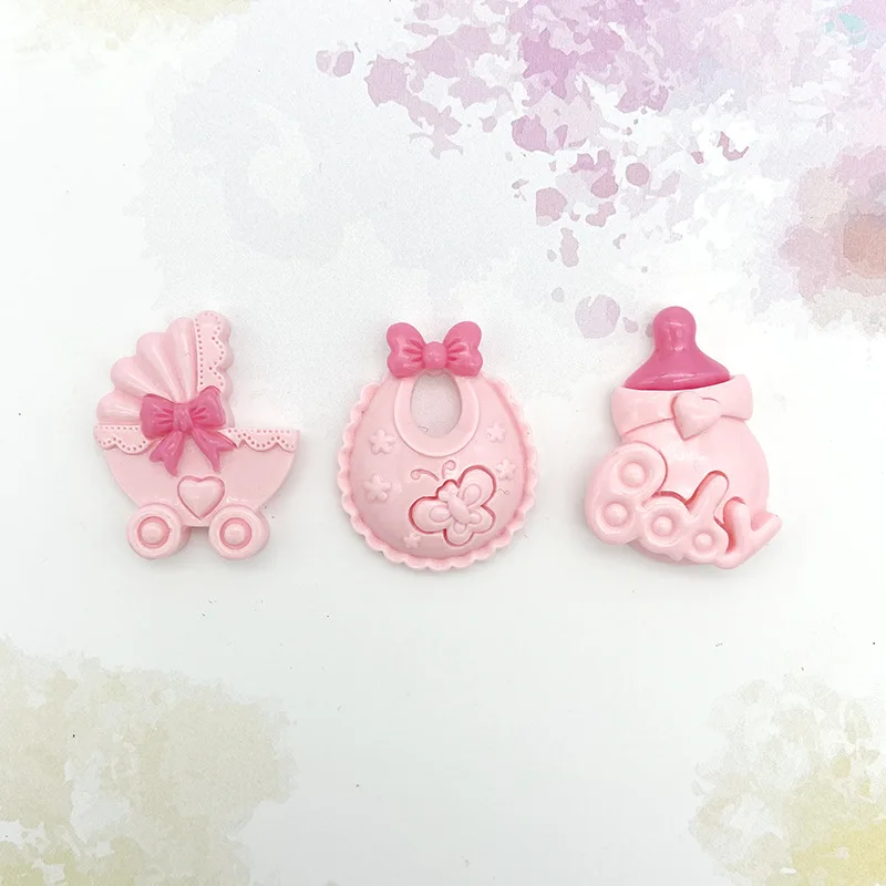 10pcs Mini Kawaii Cartoon Pink Baby Car Resin Flat Back Cabochons Scrapbook Diy Party Hairpin Accessories Home Decoration Craft