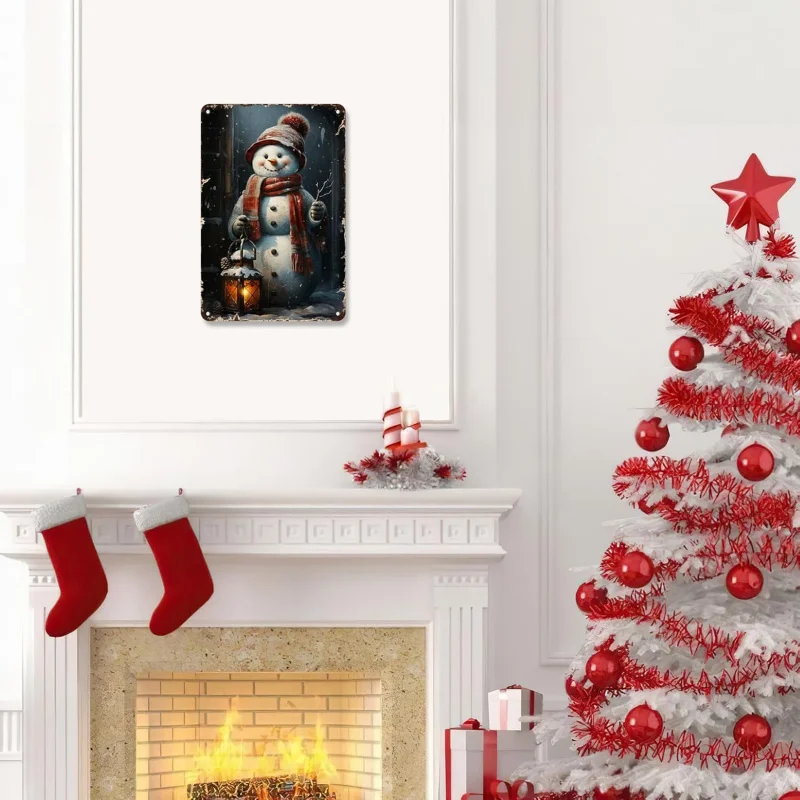 Christmas Family Festival Decoration Wall Iron Painting Snowman Iron Painting 30x20x2cm