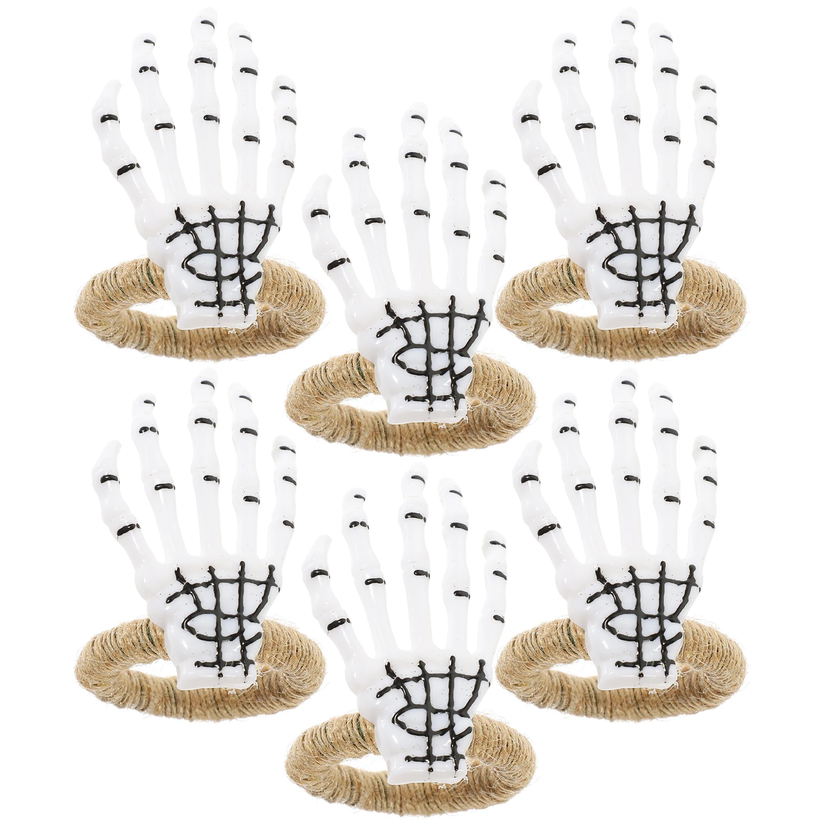 

6pcs Napkin Rings Ghost Hand Shaped Buckle for Hotel Restaurant Decorative Bottle Ring Halloween Theme Banquet Table