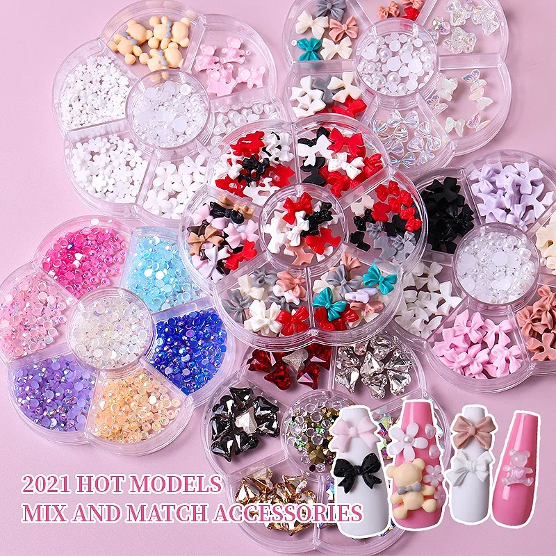 Christmas Nail Art Charms - Hypoallergenic Red & White Resin Bow Ties, Mixed Set for Festive Manicures