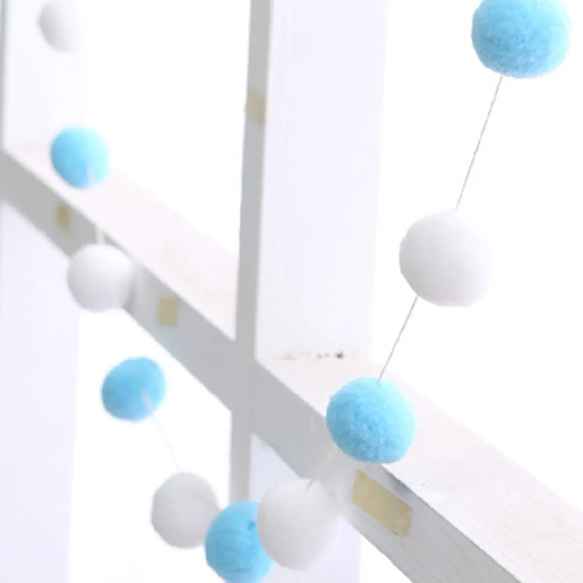 3Cm Pom Pom Balls Craft Kit Includes 200Cm String Needle 2 Wooden Rings for Handmade Bag Camp Projects