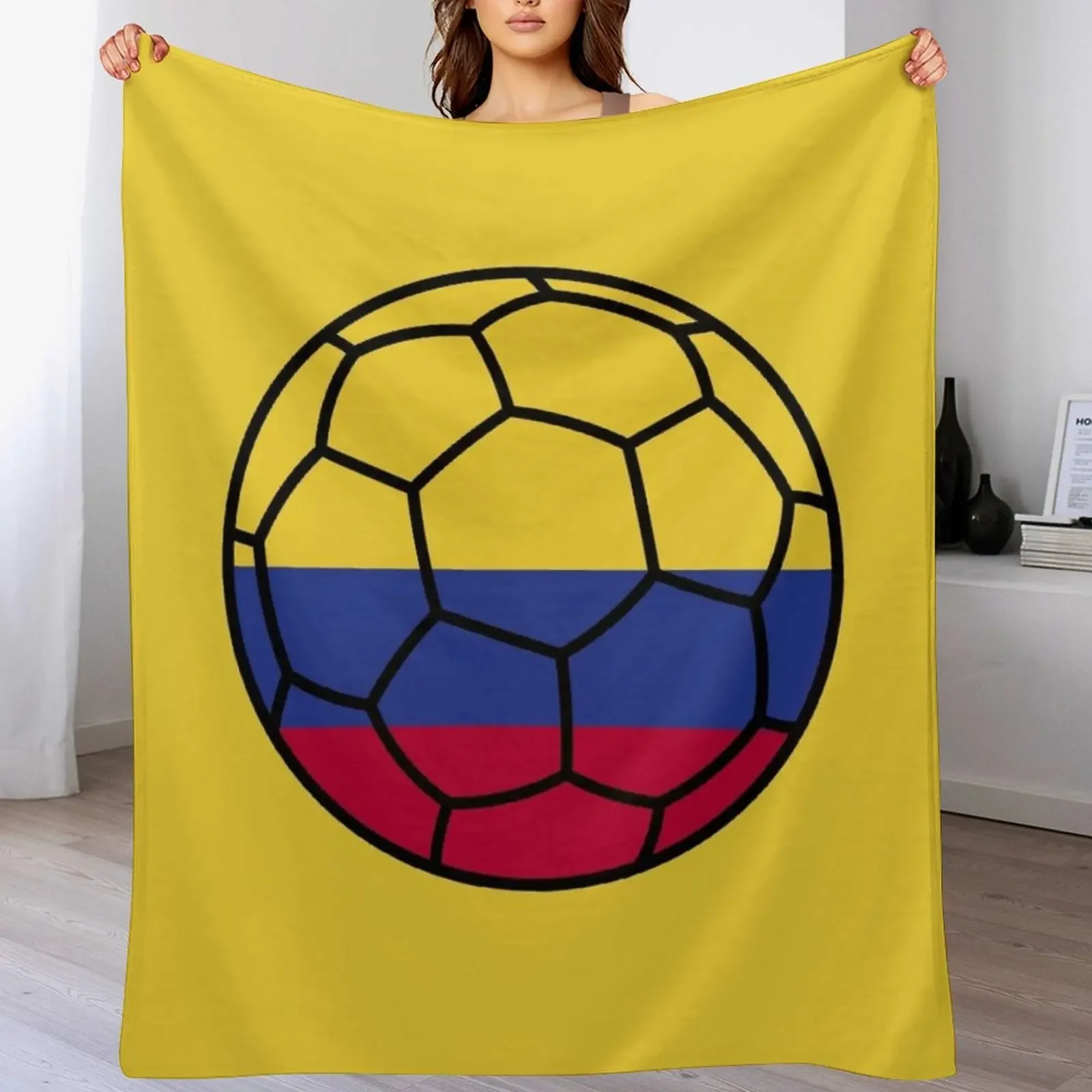 Colombian Football Throw Blanket Cozy Sofa Blanket for TV Watching Napping
