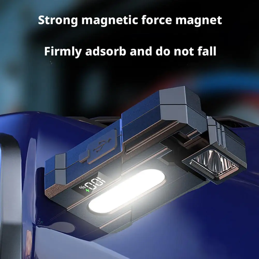 ポータブル懐中電灯超高輝度 USB 充電式 LED フラットマグネットトーチ LCD スクリーン付きキャンプハイキング用緊急ライト