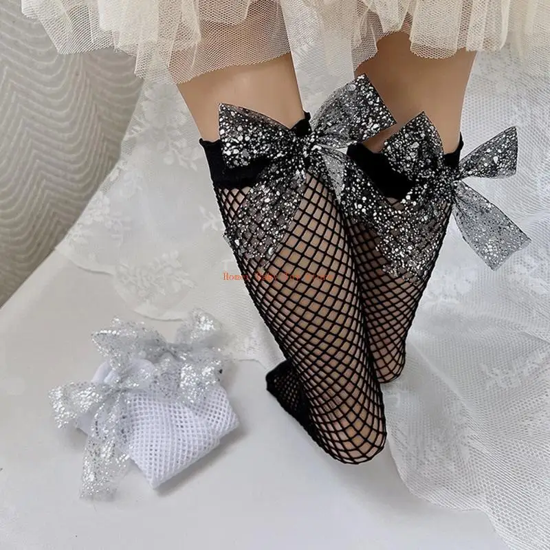 جوارب J0PF للفتيات الصغيرات للركبة جوارب شبكية جوارب شبكية للأطفال من سن 1 إلى 5 سنوات