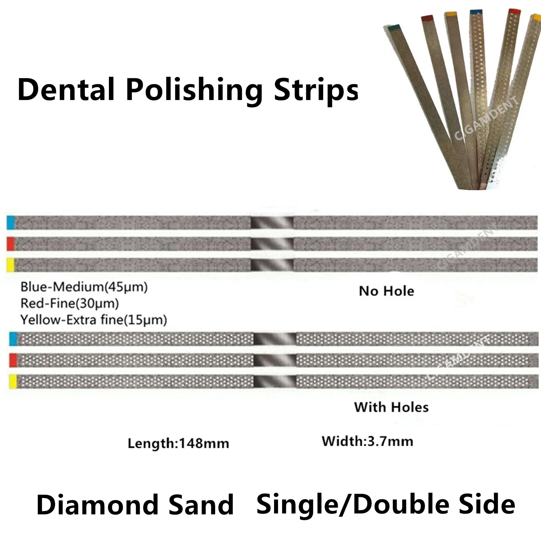 Dental Polishing Strip Diamond Sanding Surface Single Or Double Side Polishing Strips with saw teeth Whitening Polishing