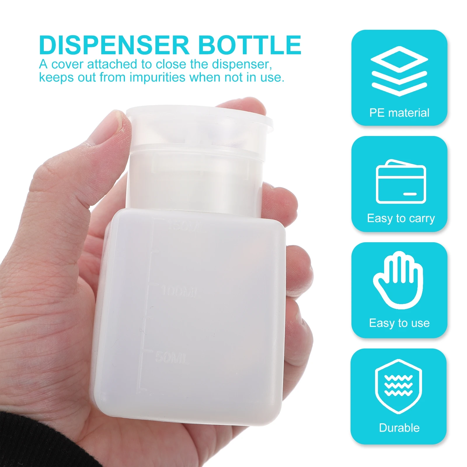 

2pcs Press Type Alcohol Bottle Mini Liquid Storage Bottle For Lab Non-Volatile Anti-Reflux One Hand Hold Remover Skin