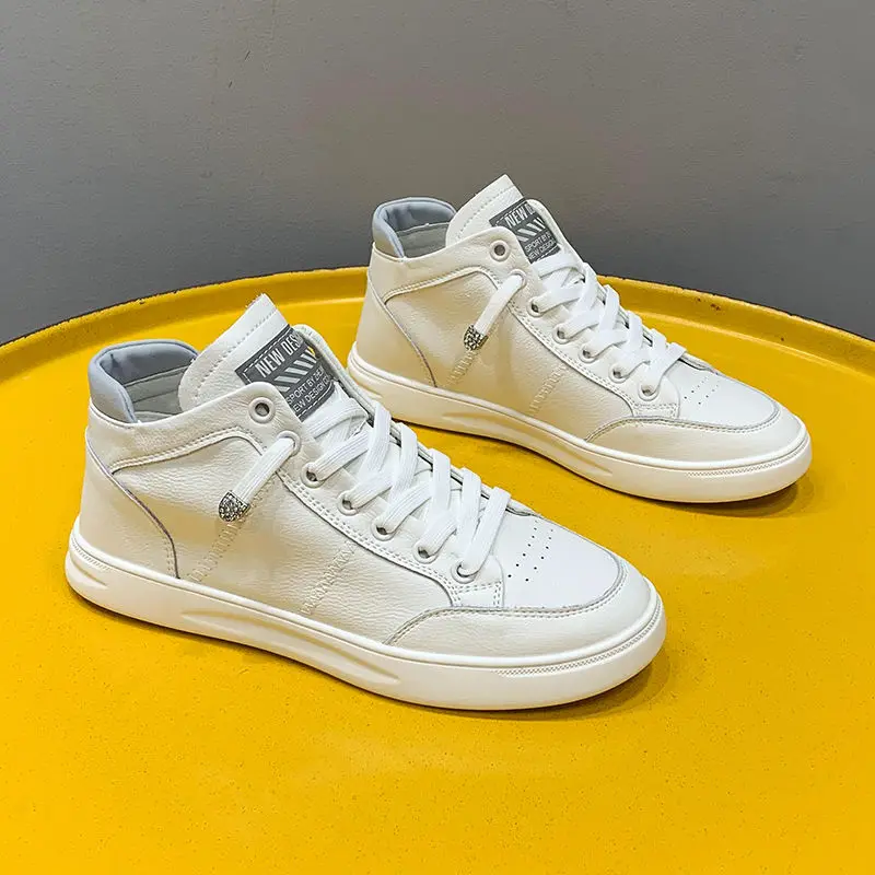 

Soft Art-Leather Shoes Versatile High Top Women's Shoes Mesh Breathable White Shoes Women's Flat Bottomed Casual Shoes
