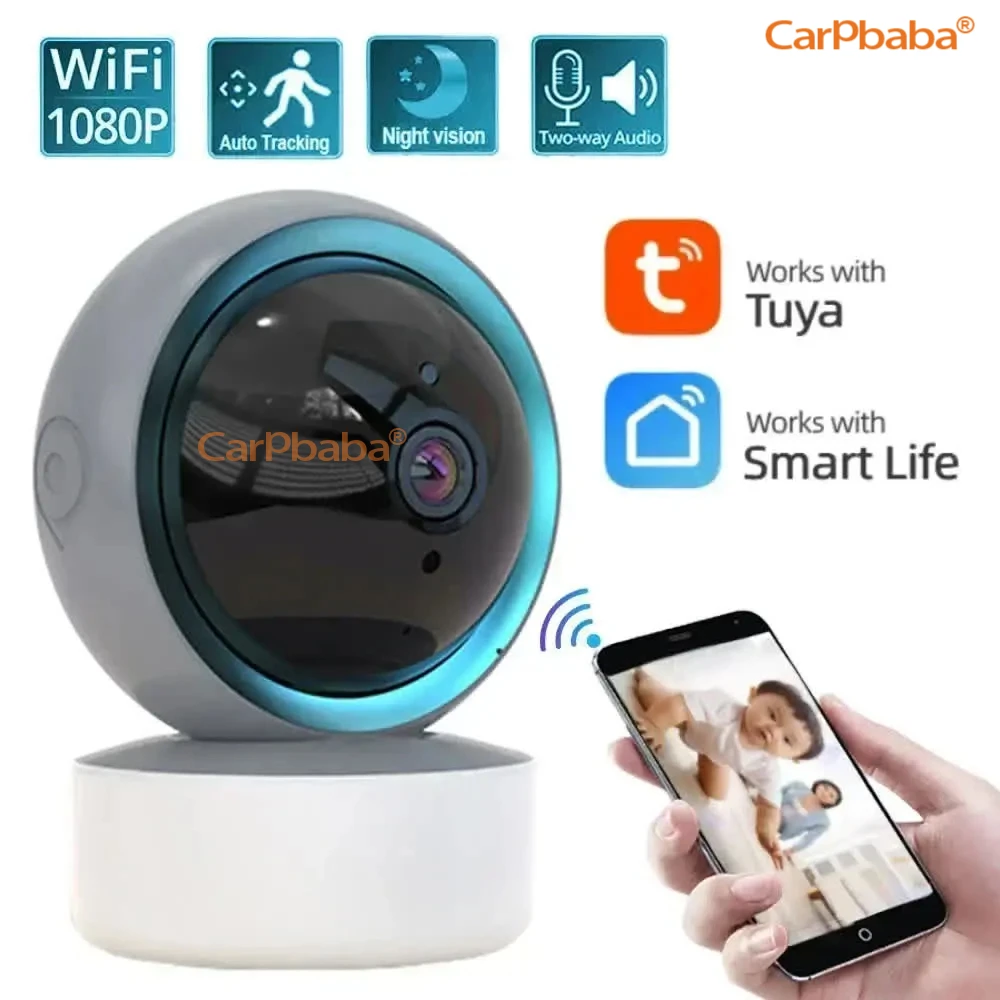 carpbaba camera ip wi fi para casa inteligente monitor de bebe 1080p 360 ptz deteccao de movimento audio bidirecional visao noturna z06 tuya 01