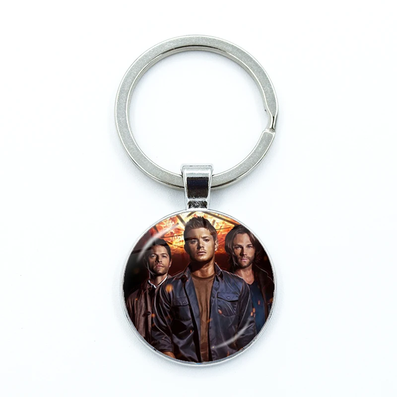 New Supernatural Sign Patterns Keychain Glass Cabochon KeyRing Bag Car Key Chain Ring Holder Charms Jewelry Gifts