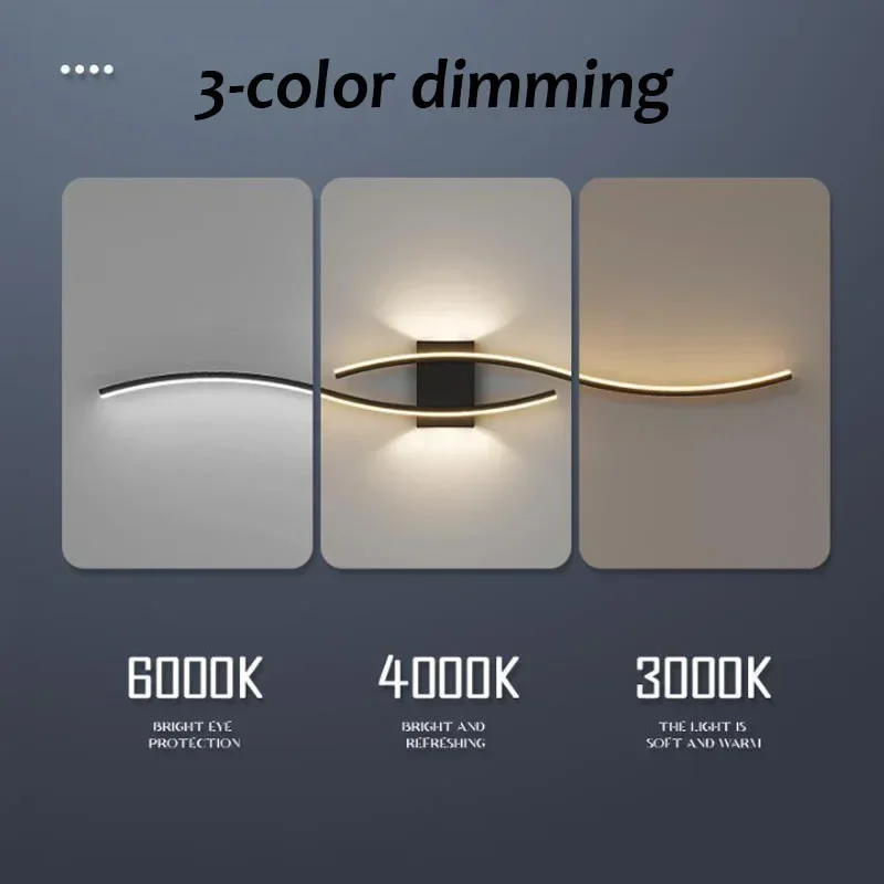 Modern Long Strip LED Wall Light, lâmpada de cabeceira, TV Background, iluminação interior decorativa para o quarto, sala de estar, luminária doméstica