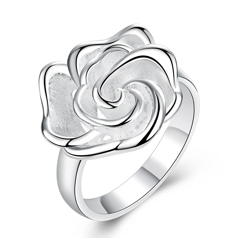 925 Sterling Silver Women Ring 7-10# Fine Flower Fashion Wedding Gift Charm Party Jewelry Accessories Wholesale