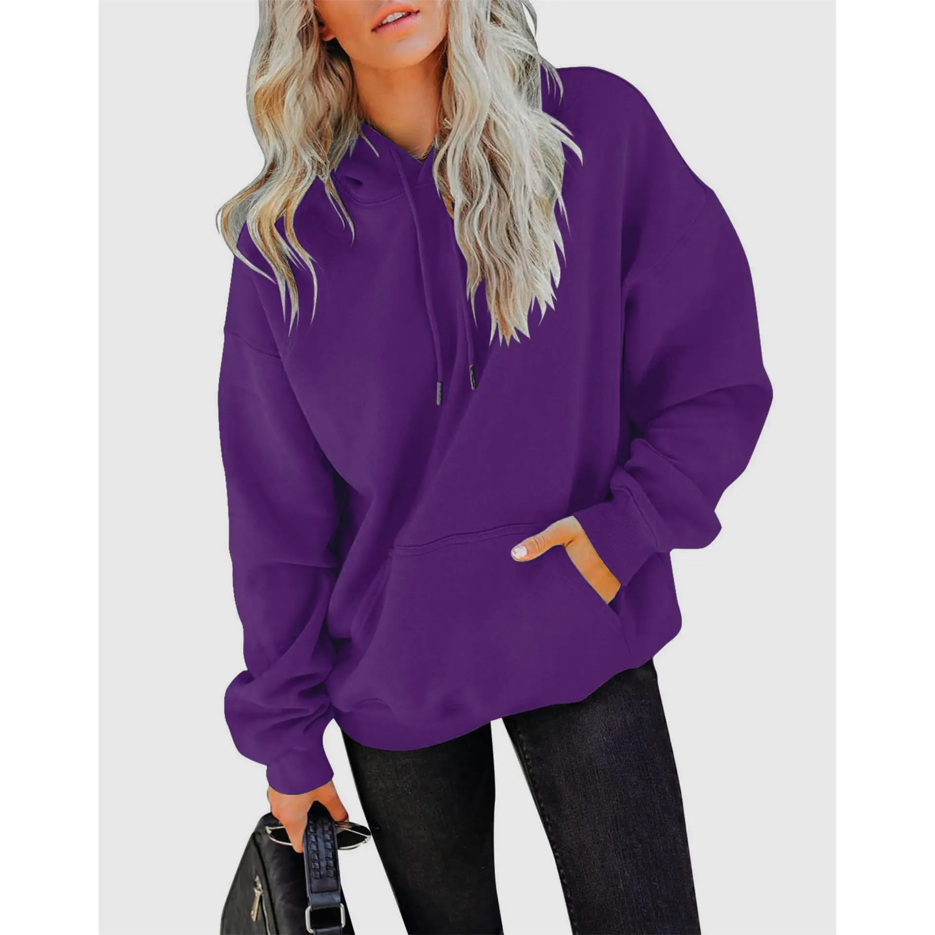Women's Long Sve Hooded Sweatirt with kets Casual Comfortable Hoodie for Autumn Winter Faion Streetwear