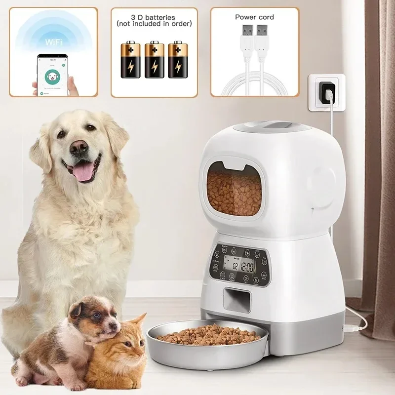 

Pet Automatic Feeder Wifi Remote APP Controll Robot Type Intelligent Timing Quantitative Feeding Dispenser Cat Dog Feeding Bowl