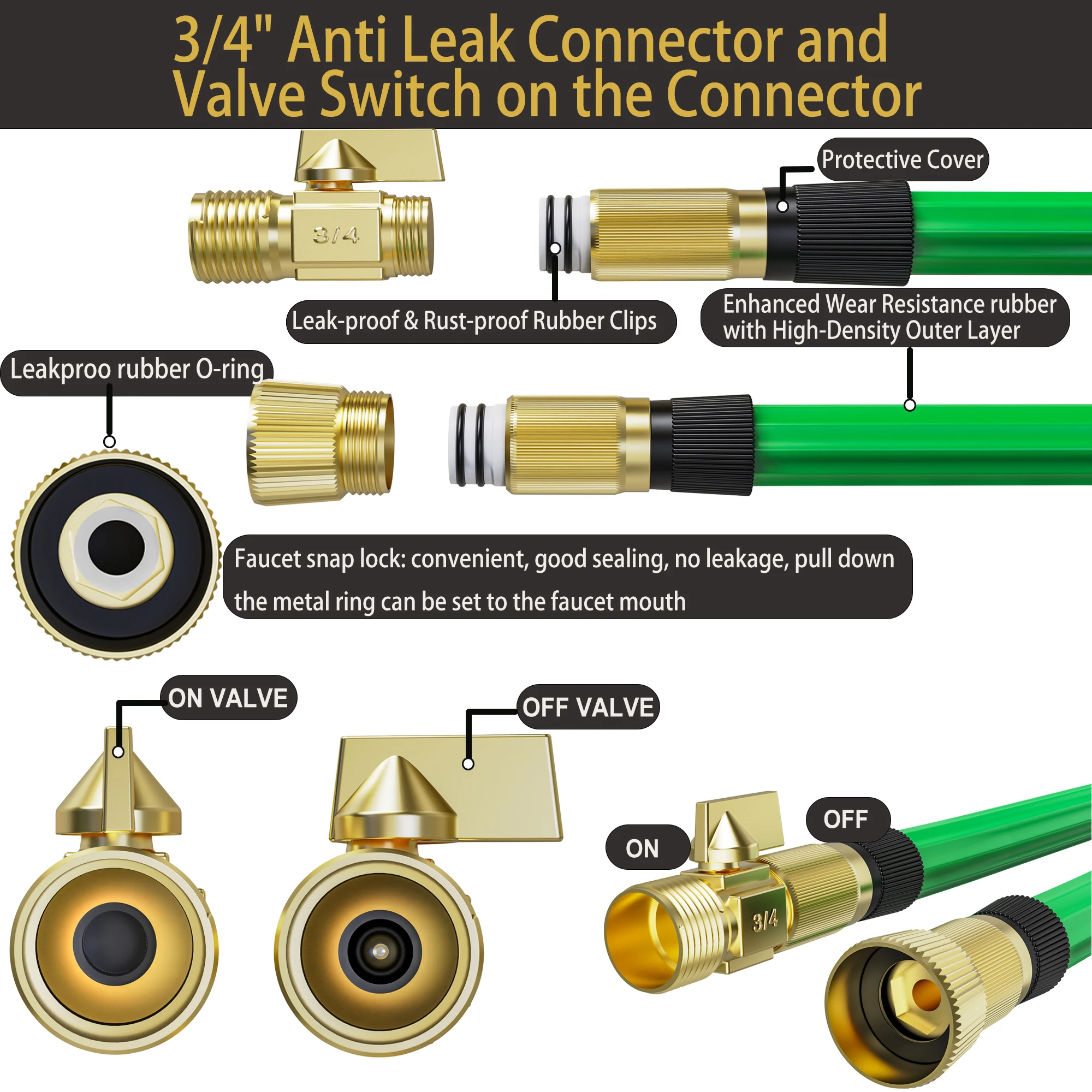 Imagem -03 - Expansível Jardim Mangueira com 10 Função Bico de Pulverização Nano Borracha Látex Elástico Multilayer Leakproof Tubo Anti Leak Connector 4