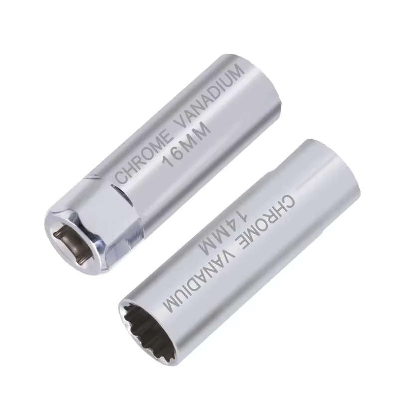 Universal Spark Plug Socket Spark Plug Wrench 3/8 Magnetic 12 Angle Thin Wall for 14mm 16mm Spark Plug Removal Auto Repair Tool