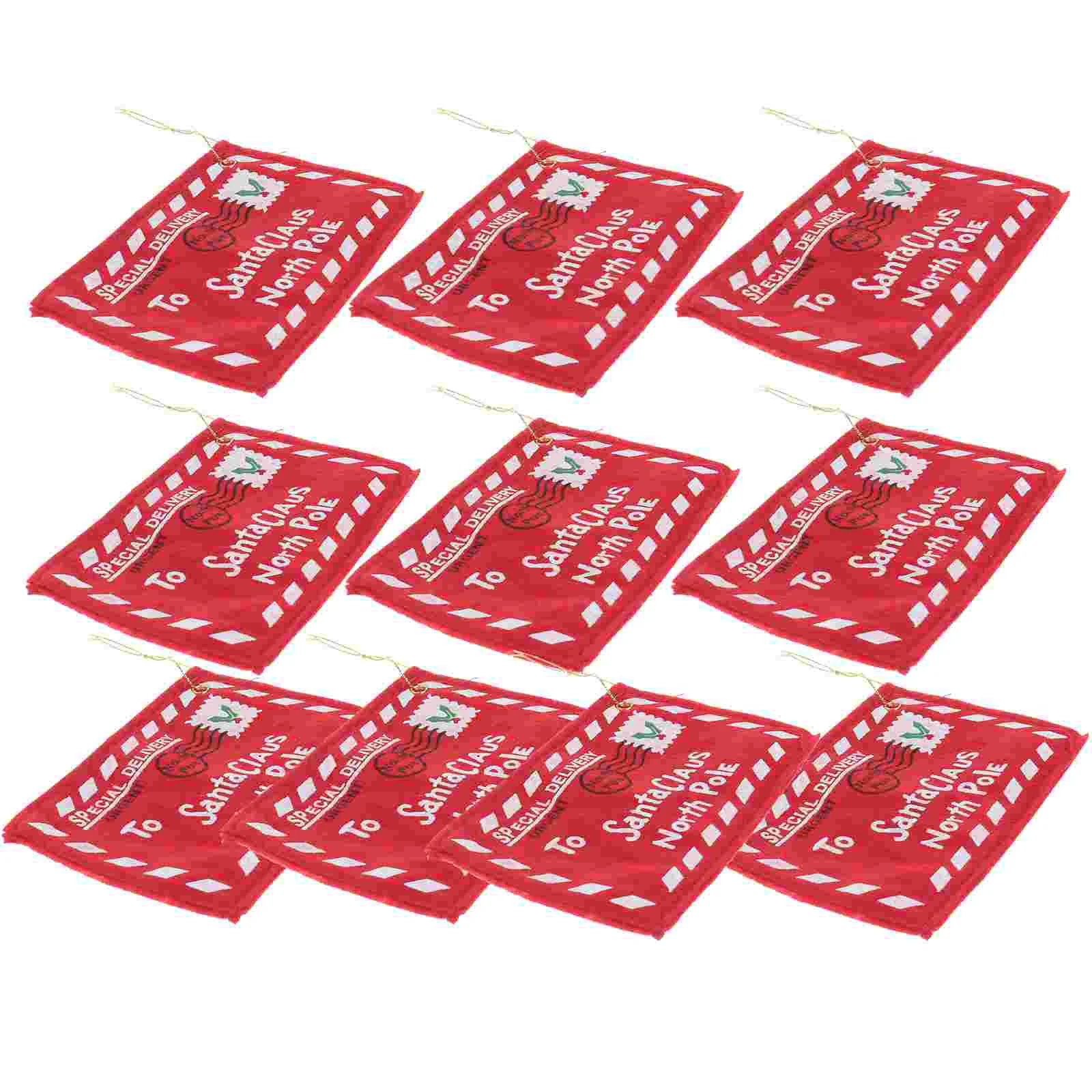 WINOMO 10pcs Letter to Santa Claus Felt Envelope Embroidery Christmas Ornament Santa Claus envelope