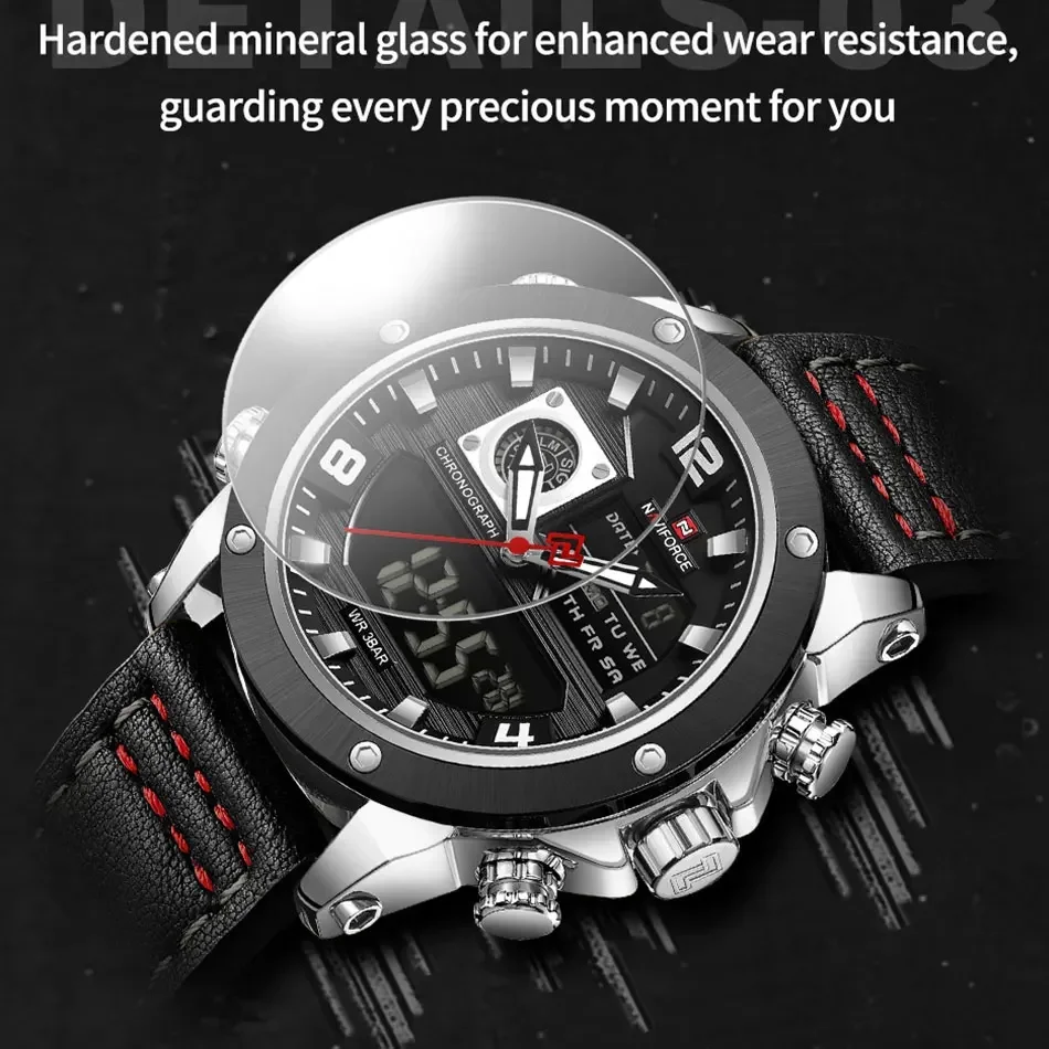 NAVIFORCE NF8051T Dual Display Watches For Men Top Brand Luxury Military Waterproof Casual Sport Digital Watch Montre Homme