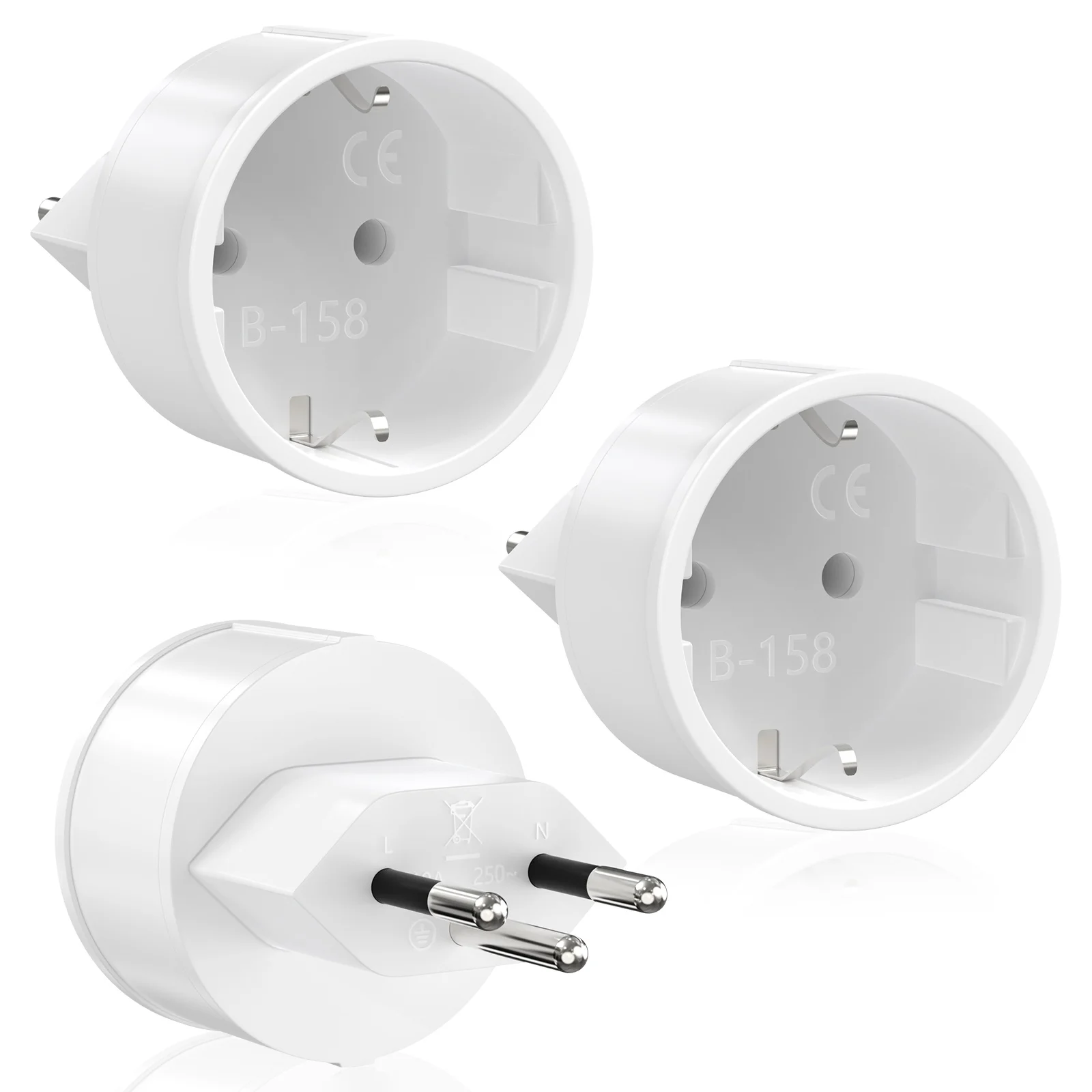 3szt Niemcy UE do Szwajcarii Adapter wtyczki Europejski do Szwajcarii Adapter podróżny Konwerter zasilania Wtyczka 3-pinowa 10A Gniazdo ładowania ścienne