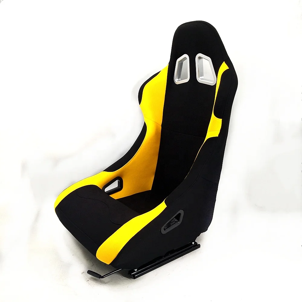

1015 Customized Logo Bucket Seat Black Yellow Fabric Cloth With Single Slider For Adult Use Sports Racing Seat