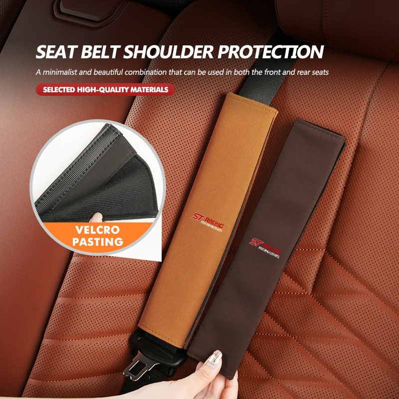 Car Safety Seat Belt Shoulder Cover Suede Protection Padding Pad For Ford ST Racing RS S Mustang Kuga Fiesta Fusion Mondeo Edge view 3