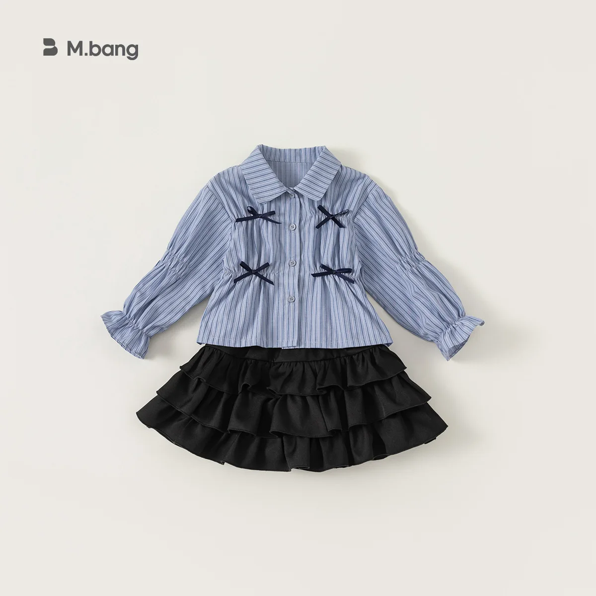 Children Shirt for Girls 2024 Spring New Korean Edition Children Shirt Bow Stripe Sweet Top Fashionable Children Shirt