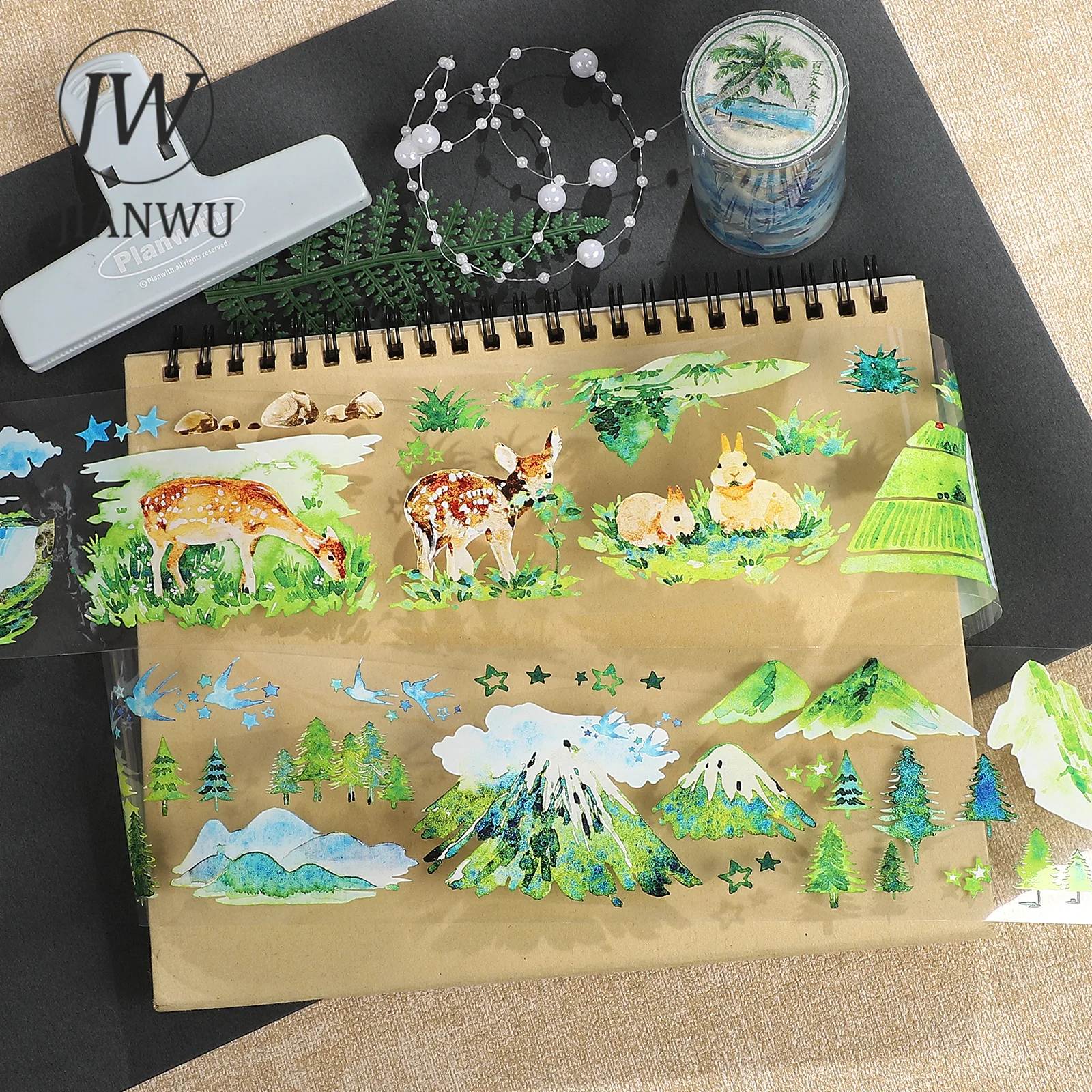 jianwu-70mm-6m-vintage-mountain-tree-landscape-landscape-material-collage-scrapbooking-pet-tape-creative-diy-journal-stationery