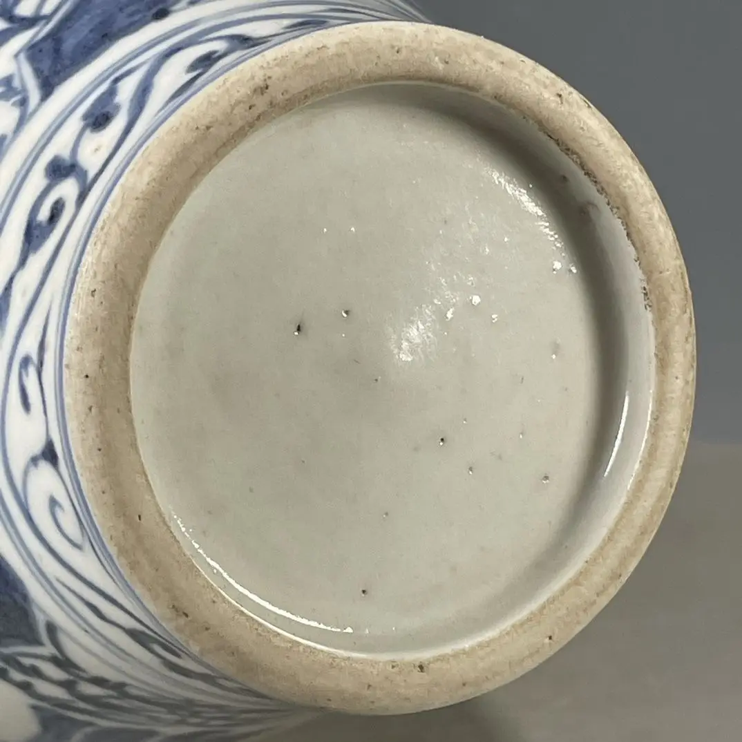 Collectible Yuan Blue-and-White Meiping Plum Vase, Hand-Thrown Porcelain Body, Entirely Freehand Underglaze Cobalt Blue Painting
