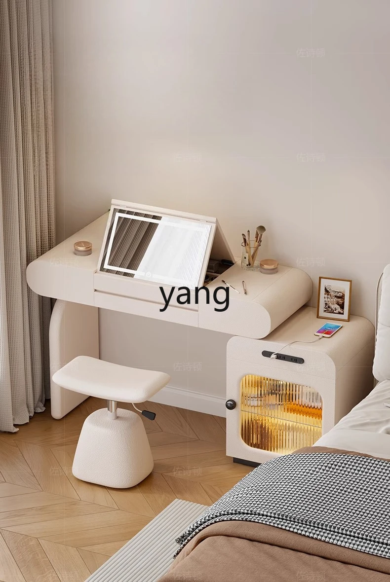 LTT Flip Dresser Bedroom Modern Simple French Cream Style Retractable Makeup Table Mirror Front Available