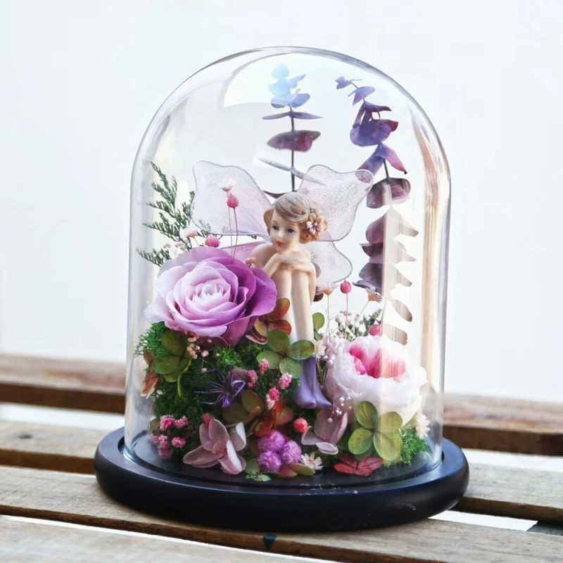 Diameter=23cm Height=25cm 30cm 35cm 40cm Big Size Glass Dome Home Decoration Black Base Transparent Cover DIY Friend Favor Gift