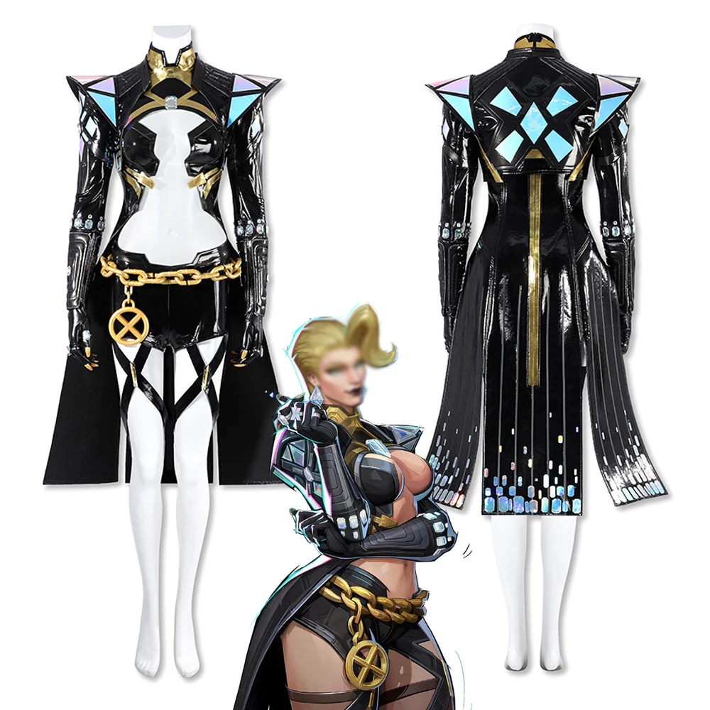 

Game Rivals Cosplay Emma Frost Black Costume Women's Sexy Battle Uniform Suit Halloween Carnival Party Disguise Superhero Outfit