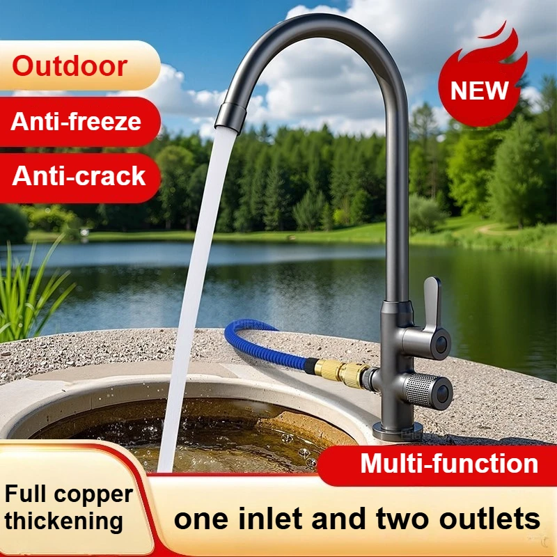 

Одиночный кран для холодной воды, полностью медный уличный кран, многофункциональный смеситель для раковины, садовый и уличный, незамерзающий и растрескивающийся
