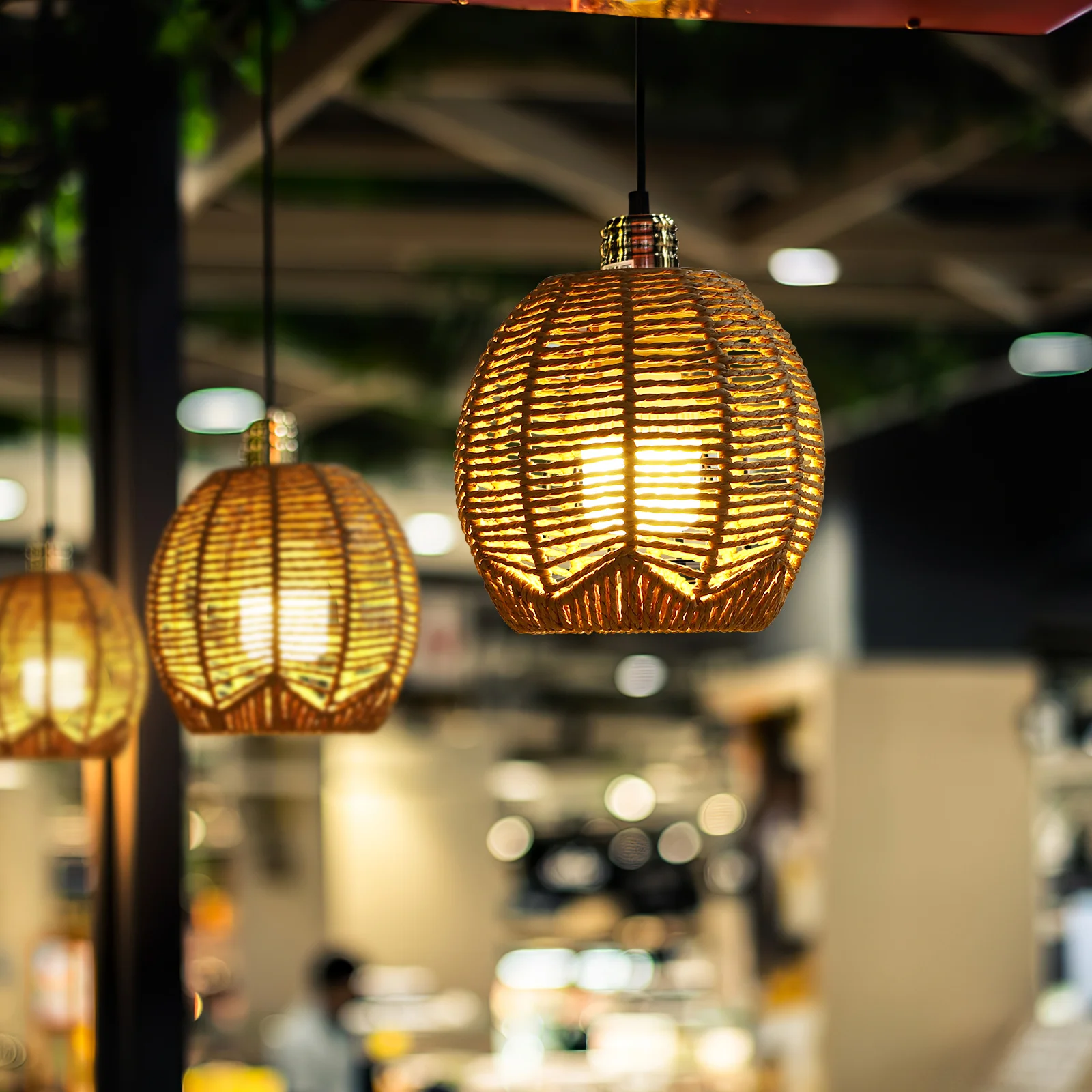 

Bamboo Art Pendant Lamp Shade Handwoven Rattan Cover For Living Room Bedroom Cafe Bar Woven Lamp Shade Replacement Pendant