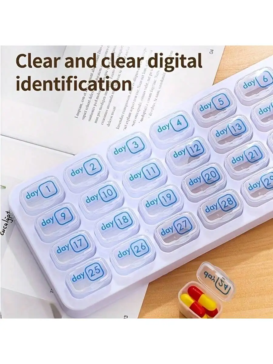 1 Piece Portable 31 Day Pill Organizer, Sealed Medication Container For Vitamins And Pills, Home Or Travel Pill Box