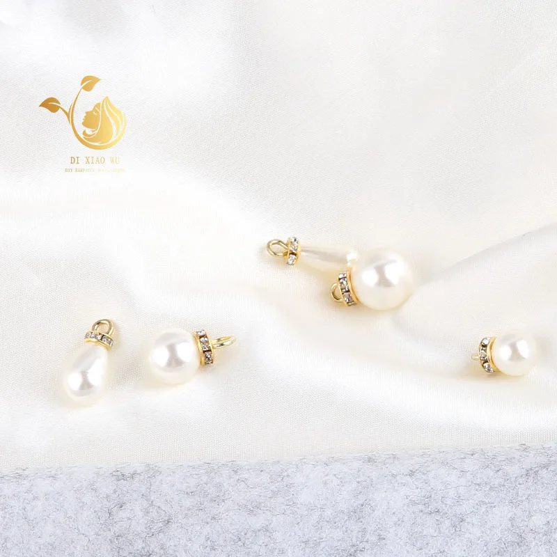 10pcs Diy Jewelry Accessories Highlight Imitation Pearl Round Water Drop Pendant Simple Earrings Handmade Material Charms