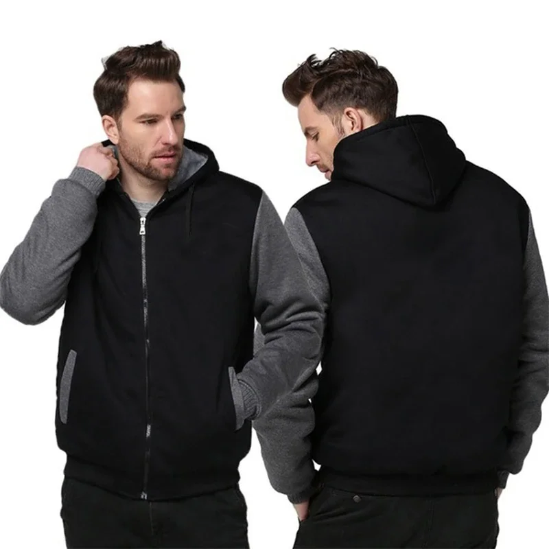 New Men\'s Fleece Warm Comfortable Jacket Winter Thickened Casual Sportswear Zipper Hooded Jacket Sportswear Male M~5XL