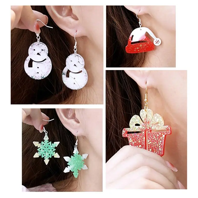 Snowflake Pendant Combination Earrings Mold Christmas Pendant Silicone Mold Home Decoration Mold Suitable For Women Earring Mold