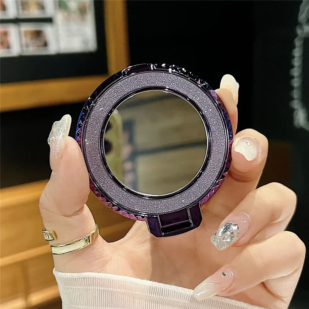 Luxury Bling Glitter Mirror Holder Stand Grip 360 Degree Rotating for Mobile Phone Back Sticker Socket Bracket