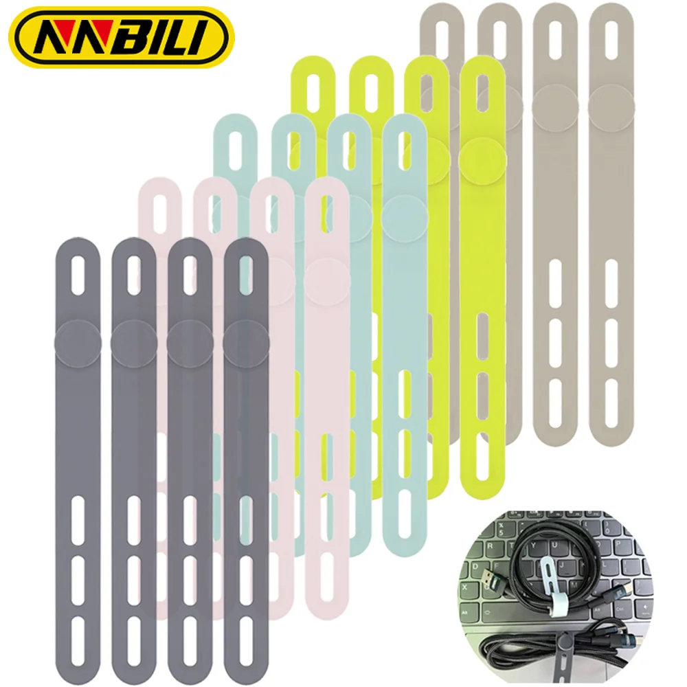 NNBILI 5-20Pcs Cable Organizer Reusable Silicone Cable Ties Desk Winder Wire Management Clips for Earphone USB Cable Mouse Home