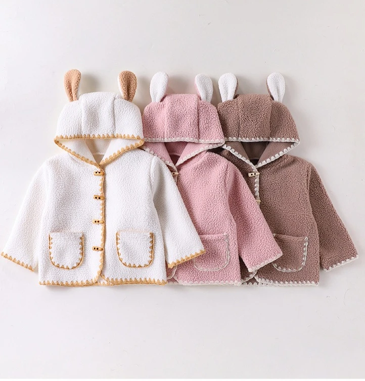 2026 Baby Girl Coat Autumn and Winter Nordic Style Top for Infants and Toddlers Warm Hooded Coat Outerwear