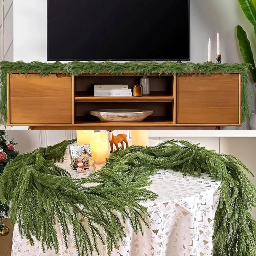 مدفأة رف جارلاند عيد الميلاد جارلاند الديكور ريال اللمس عيد الميلاد نورفولك الصنوبر جارلاند للديكور الداخلي والخارجي الشتاء #2