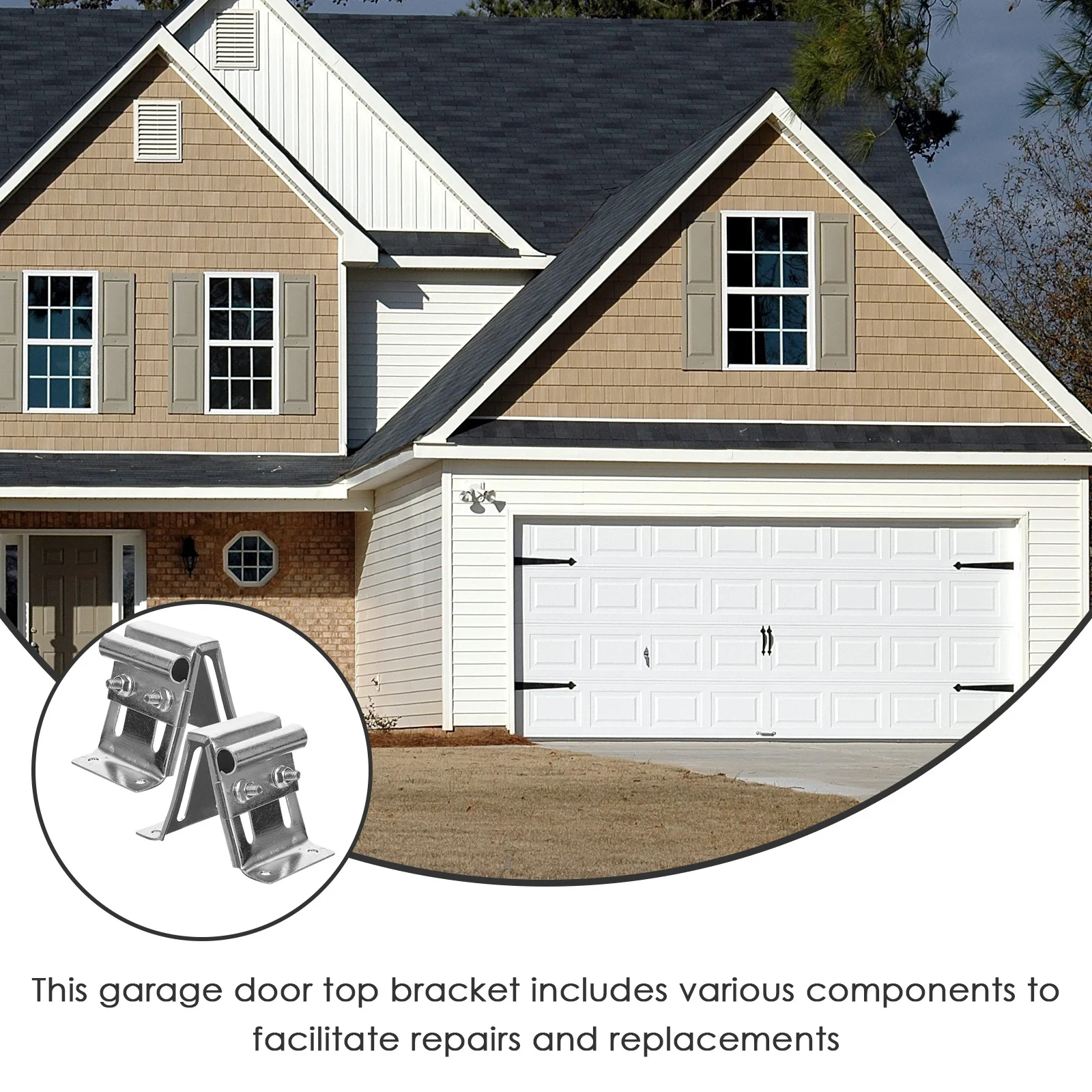 

2Pcs Garage Door Adjustable Top Bracket Zinc Plated Iron Durable Repair Replacement Parts for Residential Doors Garage Door