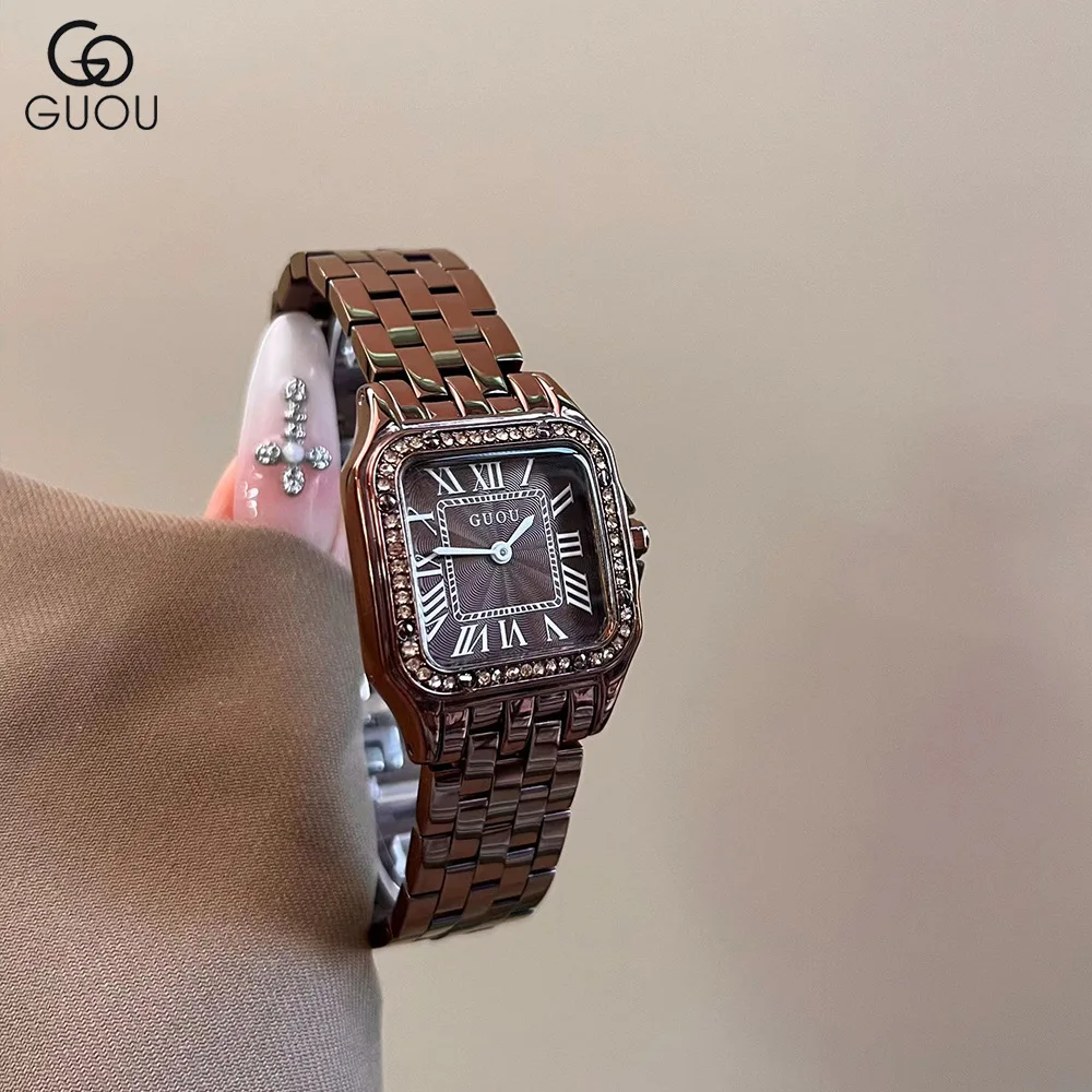 

Elegant women's wristwatchsquare steel band watch, vintage quartz watch, classic wristwatch, women's gift, quartz fashion watch.