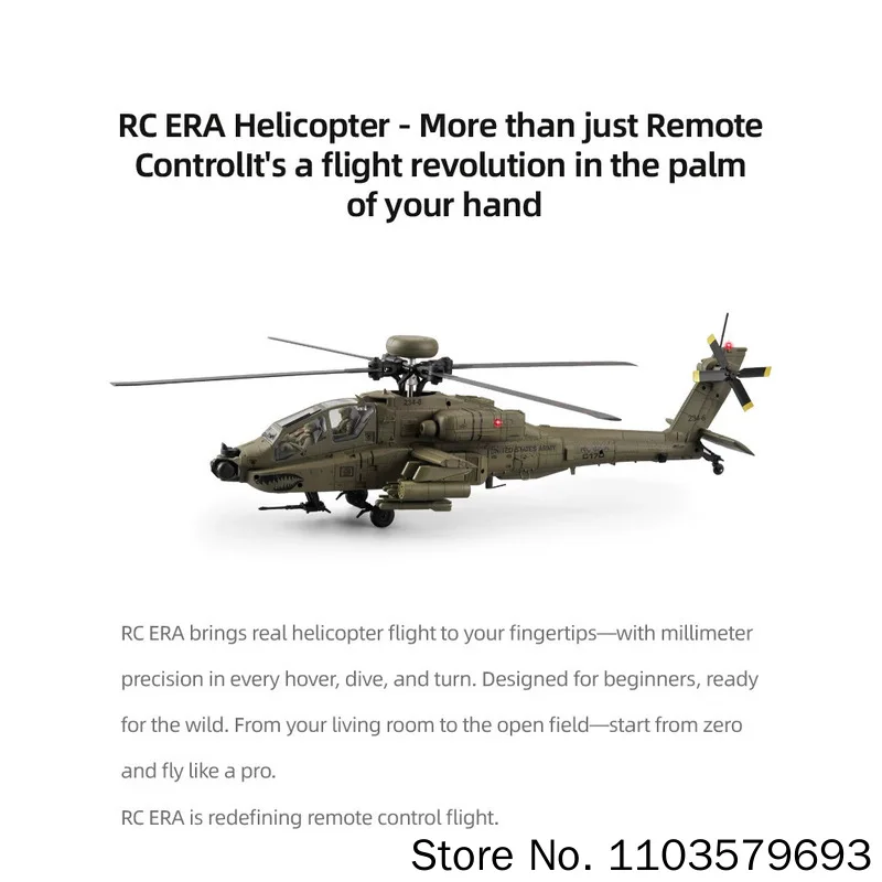 Rc Era Rc Helicopter Ah 64d Apache C170 Six Channel Single Rotor Stunt Military Hobby Indoor Outdoor Flying For Adults