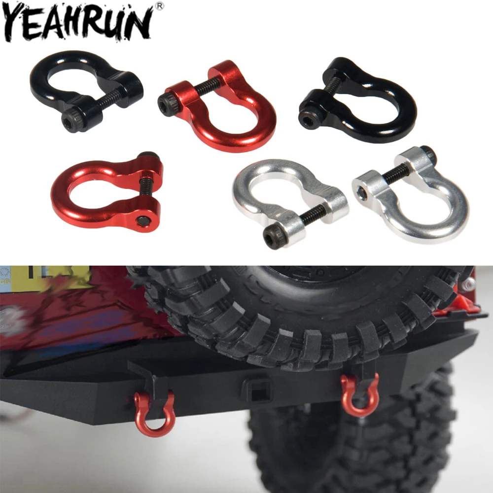 YEAHRUN Metal Bumper D-ring Tow Hook Trailer Shackle Rescue for 1/10 RC Crawler Car TRX4 TRX6 Axial SCX10 90046 Upgrade Parts