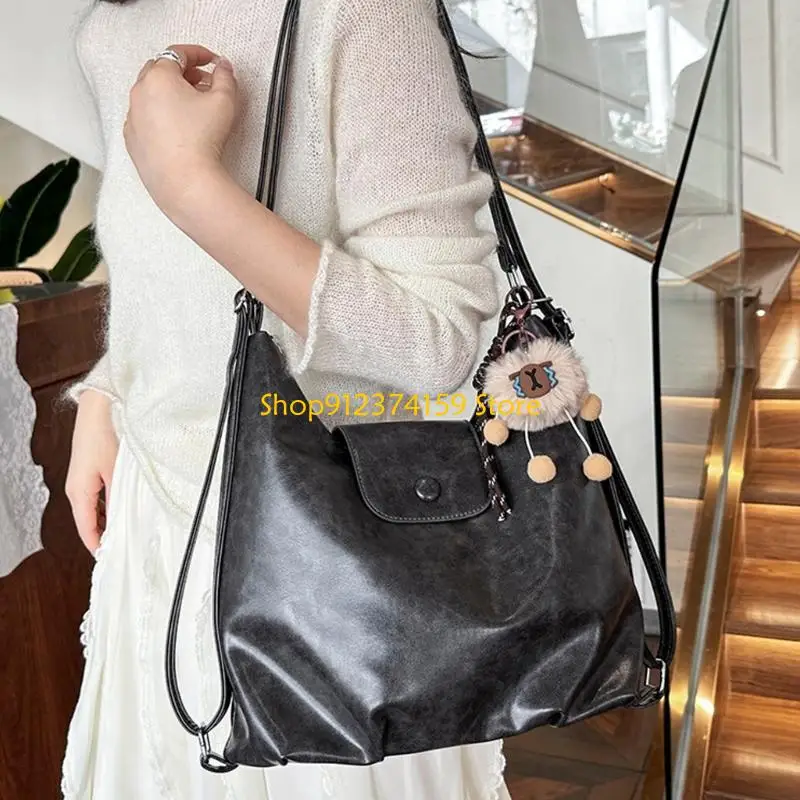 G5AE Stylish Women's PU Leather Shoulder Bag Convertible Backpacks With Detachable Charm Spacious Compartments For Commuting