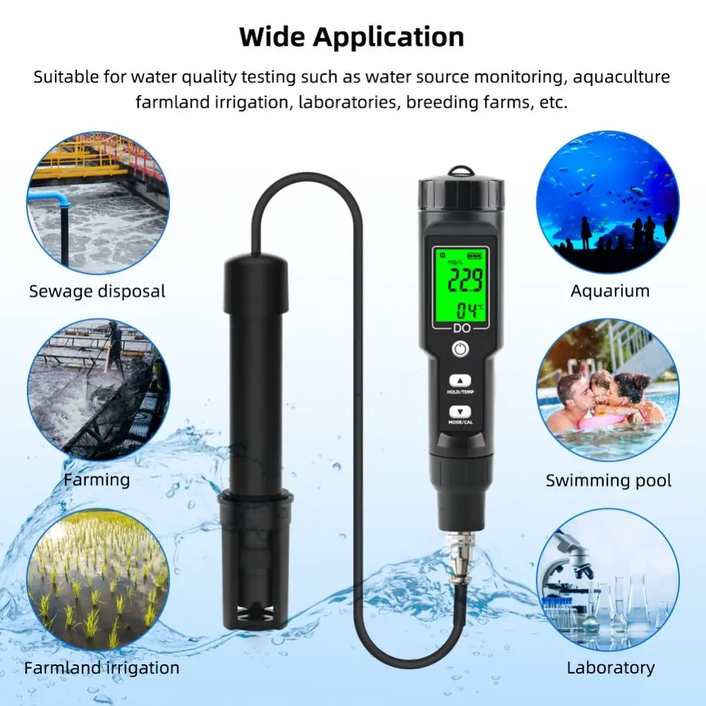 0-40mg/L Dissolved Oxygen Meter Professional Sensitive probe Oxygen Concentration Tester Plastic Digital Water Quality Analyzer