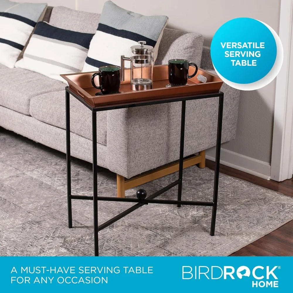 طاولة صينية بتلر من HOME مع سطح قابل للإزالة - حامل معدني مستطيل كبير للحلوى والمقبلات وأطباق الطعام والتقديم