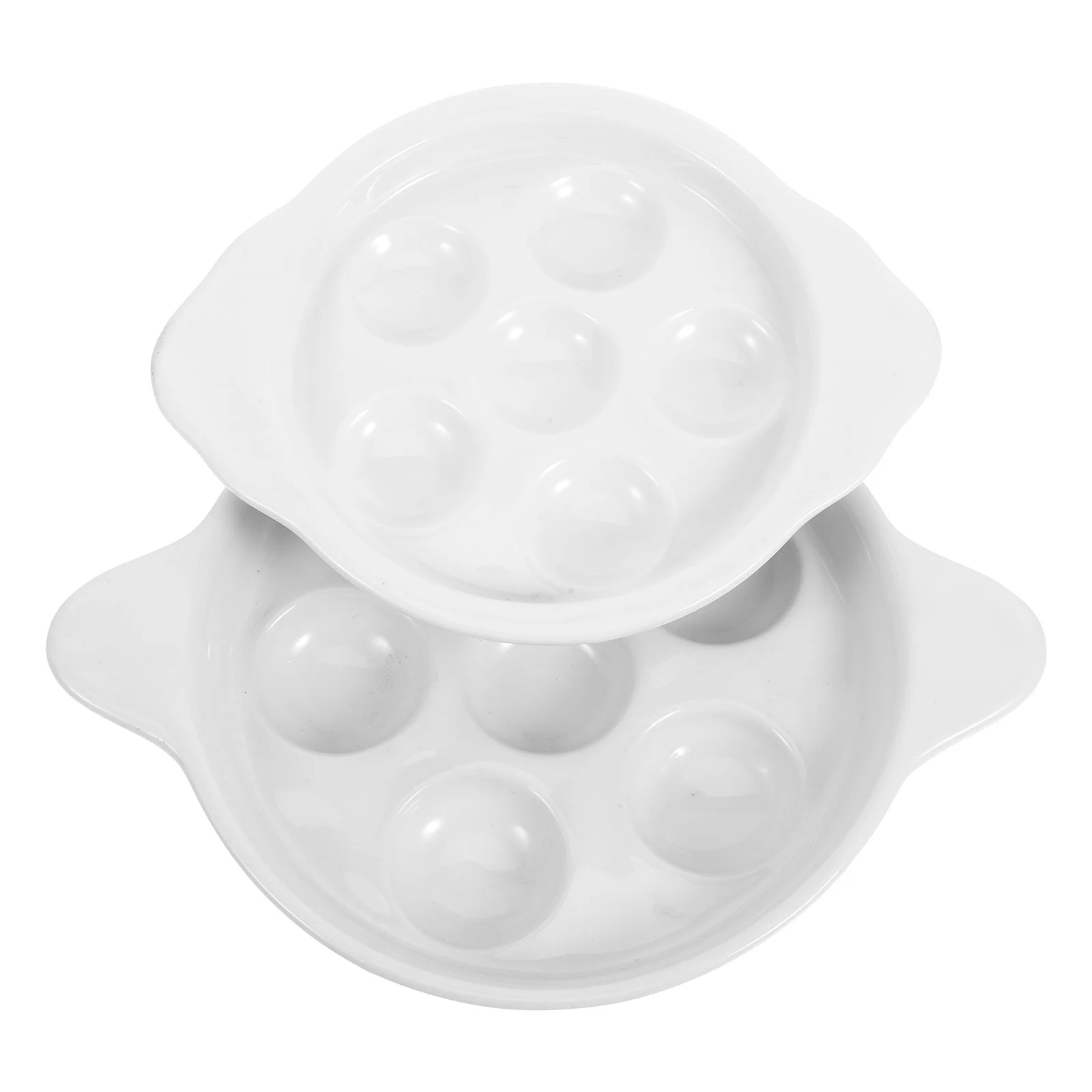 

2Pcs Ceramic Snail Dish 6 Holes Handles Footed Base Seafood Baking Plate Escargot Baking Tray Snail Serve Plate for Kitchen