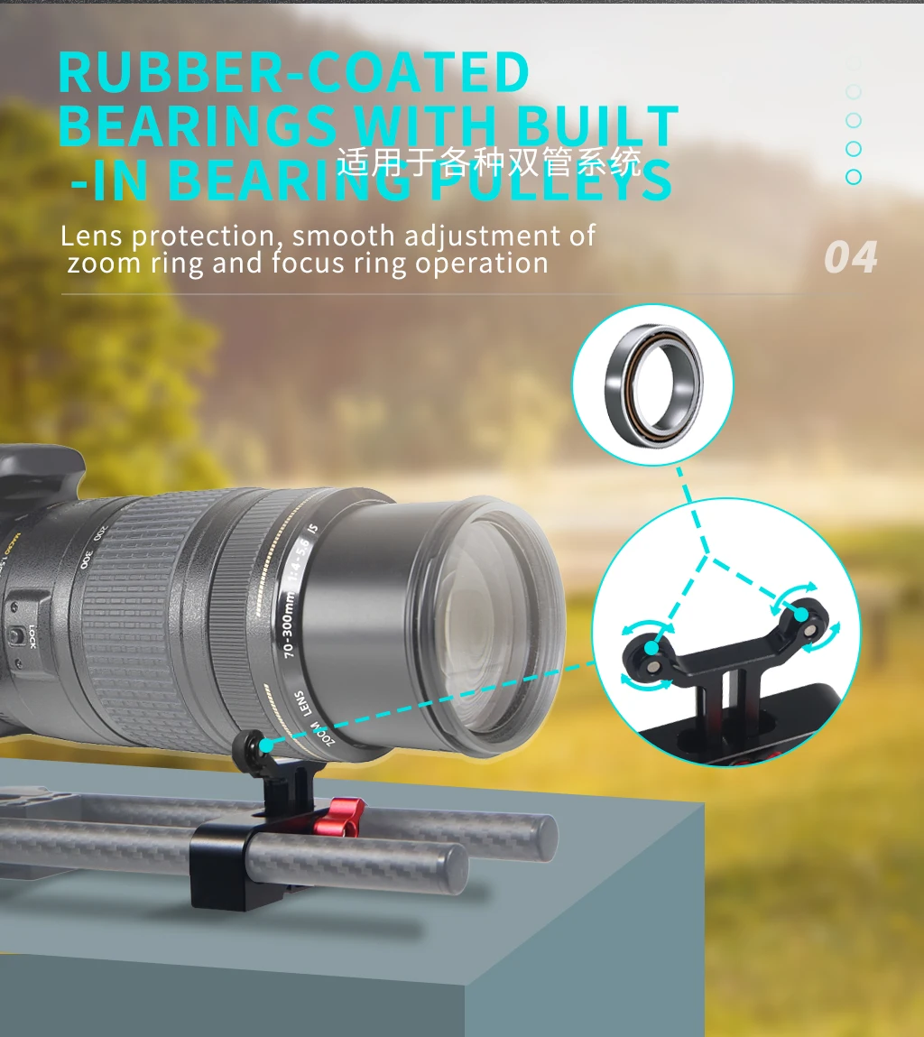 Y-förmige Objektivhalterung 15MM Stangenhalterung Erweiterte Objektivunterstützung mit Gummilagern für Sony Fuji Objektiv DSLR-Kamera Langobjektiv – Detail 6