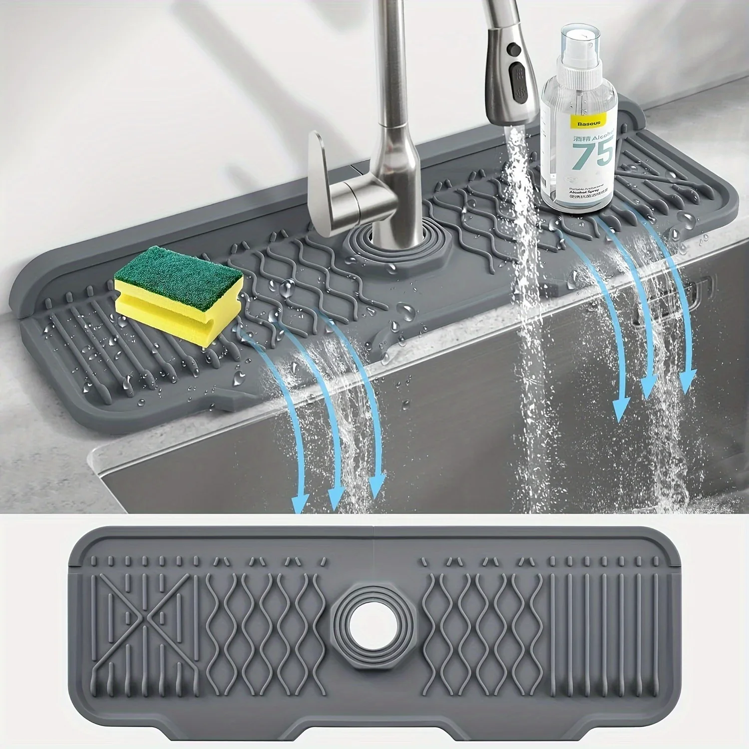 3 Colors to Choose From,Faucet Splash Proof Pad,Drain Pad,Drying Pad,Kitchen Bathroom Sink and Countertop
